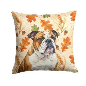 Brindle and White English Bulldog Heirloom Fall Throw Pillow Decorative Indoor Outdoor Accent Cushion for Couch, Bed or Patio, 18Hx18W