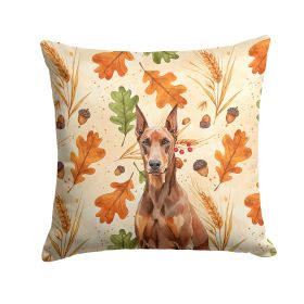 Red Doberman Pinscher Heirloom Fall Throw Pillow Decorative Indoor Outdoor Accent Cushion for Couch, Bed or Patio, 18Hx18W