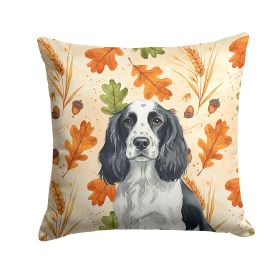 Black and White English Springer Spaniel Heirloom Fall Throw Pillow Decorative Indoor Outdoor Accent Cushion for Couch, Bed or Patio, 18Hx18W
