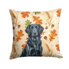 Black Flat-Coated Retriever Heirloom Fall Throw Pillow Decorative Indoor Outdoor Accent Cushion for Couch, Bed or Patio, 18Hx18W
