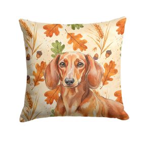 Red Brown Dachshund Heirloom Fall Throw Pillow Decorative Indoor Outdoor Accent Cushion for Couch, Bed or Patio, 18Hx18W
