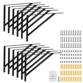 Shelf Bracket, 18 x 12 in 12 Pcs, Heavy Duty Floating Shelf Brackets, Brackets for Shelves, 3mm Thick Matte Black Triangle Shelf Bracket