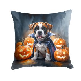 Boxer Puppy Halloween Throw Pillow Machine Washable, Indoor Outdoor Decorative Pillow for Couch, Bed or Patio, 14Hx14W