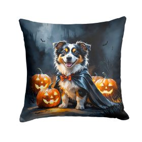 Sheltie Puppy Halloween Throw Pillow Machine Washable, Indoor Outdoor Decorative Pillow for Couch, Bed or Patio, 18Hx18W