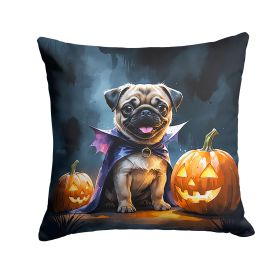 Pug Puppy Halloween Throw Pillow Machine Washable, Indoor Outdoor Decorative Pillow for Couch, Bed or Patio, 14Hx14W