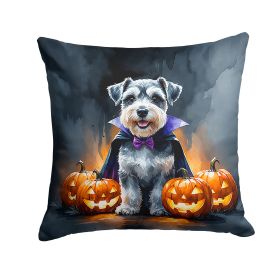Schnauzer Puppy Halloween Throw Pillow Machine Washable, Indoor Outdoor Decorative Pillow for Couch, Bed or Patio, 14Hx14W