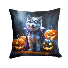 Alaskan Malamute Puppy Halloween Throw Pillow Machine Washable, Indoor Outdoor Decorative Pillow for Couch, Bed or Patio, 18Hx18W