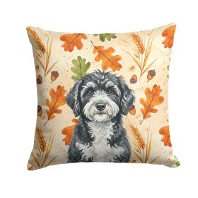 Portuguese Water Dog Heirloom Fall Throw Pillow Decorative Indoor Outdoor Accent Cushion for Couch, Bed or Patio, 18Hx18W