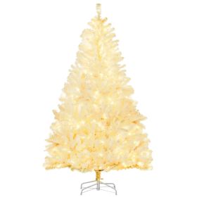 6' Prelit Artificial White Christmas Trees Home Decor, with Warm White LED Lights, Auto Open, Steel Base (Option: White-1030x300x320 mm)