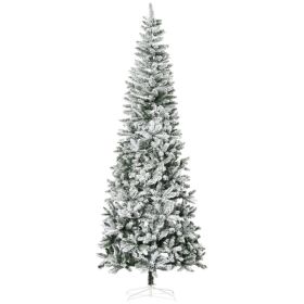 9ft Unlit Snow-Flocked Slim Pine Artificial Christmas Tree with Realistic Branches and 1084 Tips (Option: Green-1150x360x390 mm)
