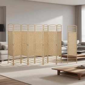8 Panel Folding Room Divider Screen Privacy Screen Freestanding (Option: Natural)