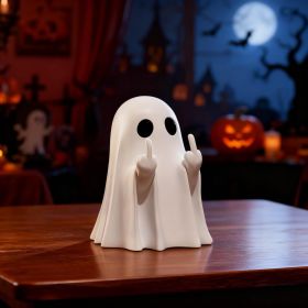 Halloween Ghost Figurine - Spooky Resin Ghost Statue, Funny Cute Ghost Ornaments for Halloween Decorations, Porch and Indoor Home Office Desk Dec (Color: Middle Finger Ghost)